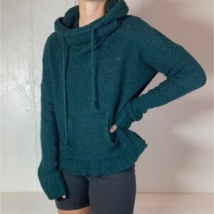 Cowl Neck Knit Dark Forest Green Pullover Sweater